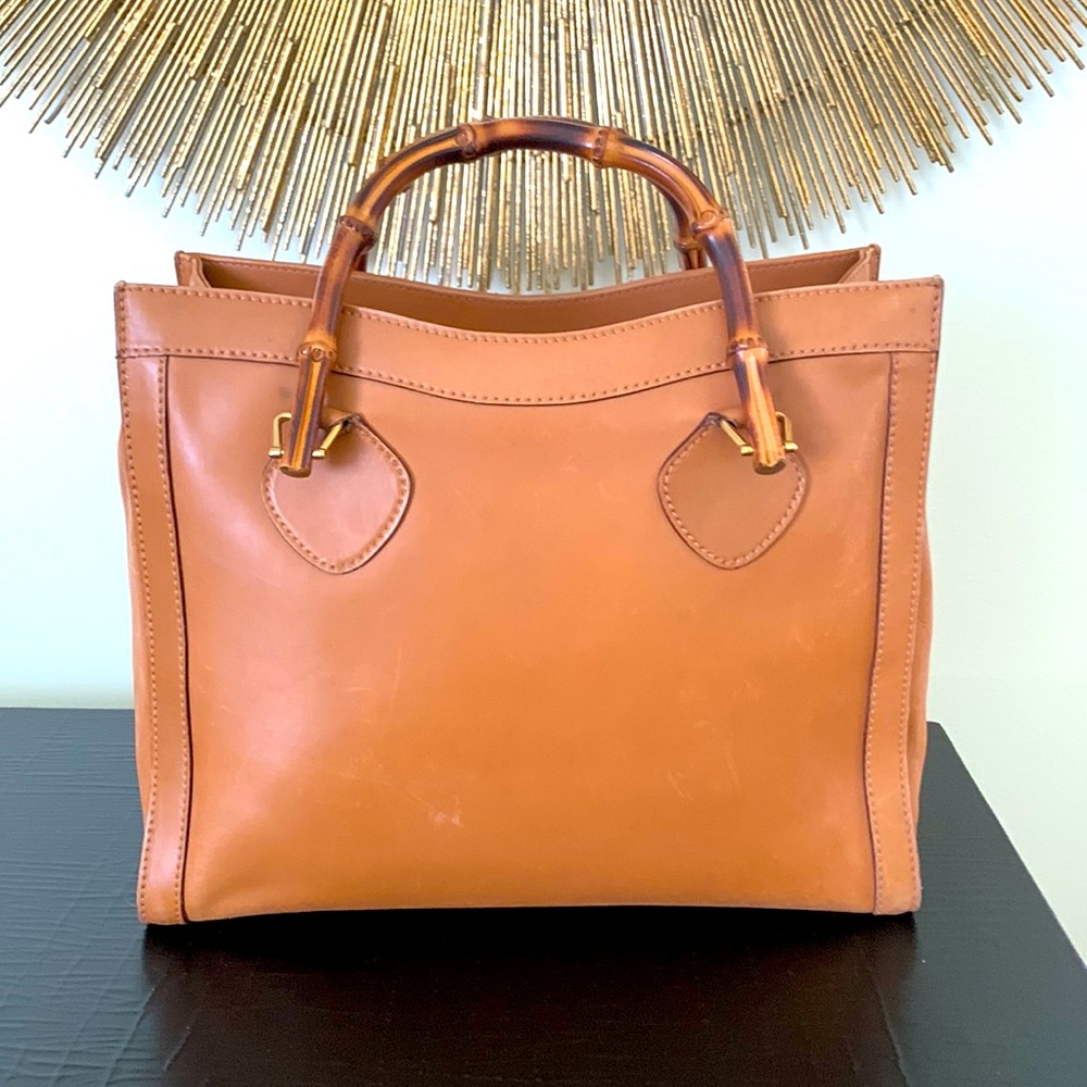 Gucci Tan Leather Tote with Bamboo Handles